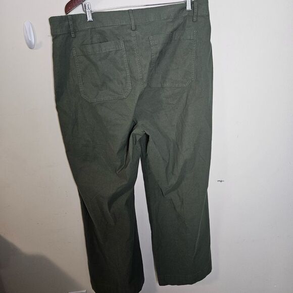 J Crew Lizzie high-rise patch-pocket wide-leg pant Army Green NWT 35 - Picture 2 of 4